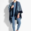 Cozy Reversible Jacquard Poncho AQUA MULTI -Varley Shop ACTF238177AQLPRODUCT 01