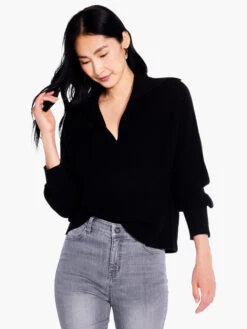 Drape Collar Shaker Sweater