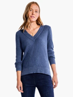 Waffle Stitch V-Neck Sweater