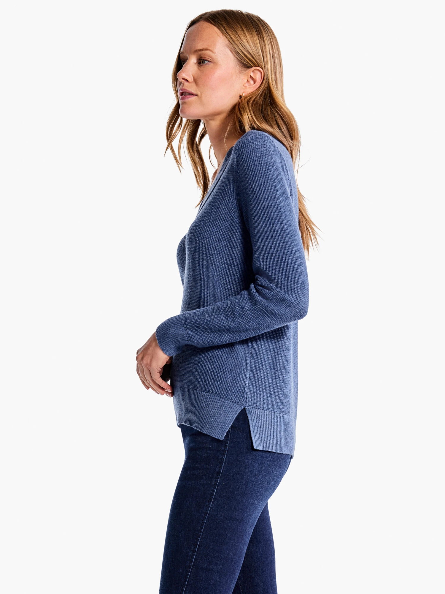 Waffle Stitch V-Neck Sweater 4 Waffle Stitch V-Neck Sweater - Image 2