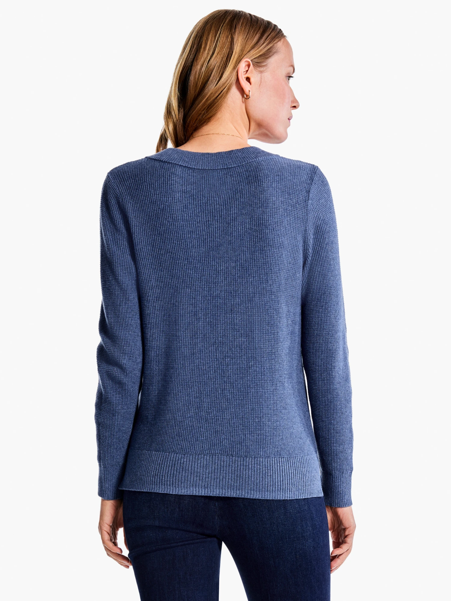 Waffle Stitch V-Neck Sweater 5 Waffle Stitch V-Neck Sweater - Image 3