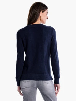 Waffle Stitch V-Neck Sweater DARK INDIGO -Varley Shop F231168DIDPRODUCT 03