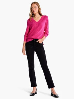 Waffle Stitch V-Neck Sweater SHOCKING PINK -Varley Shop F231168SKPPRODUCT 04