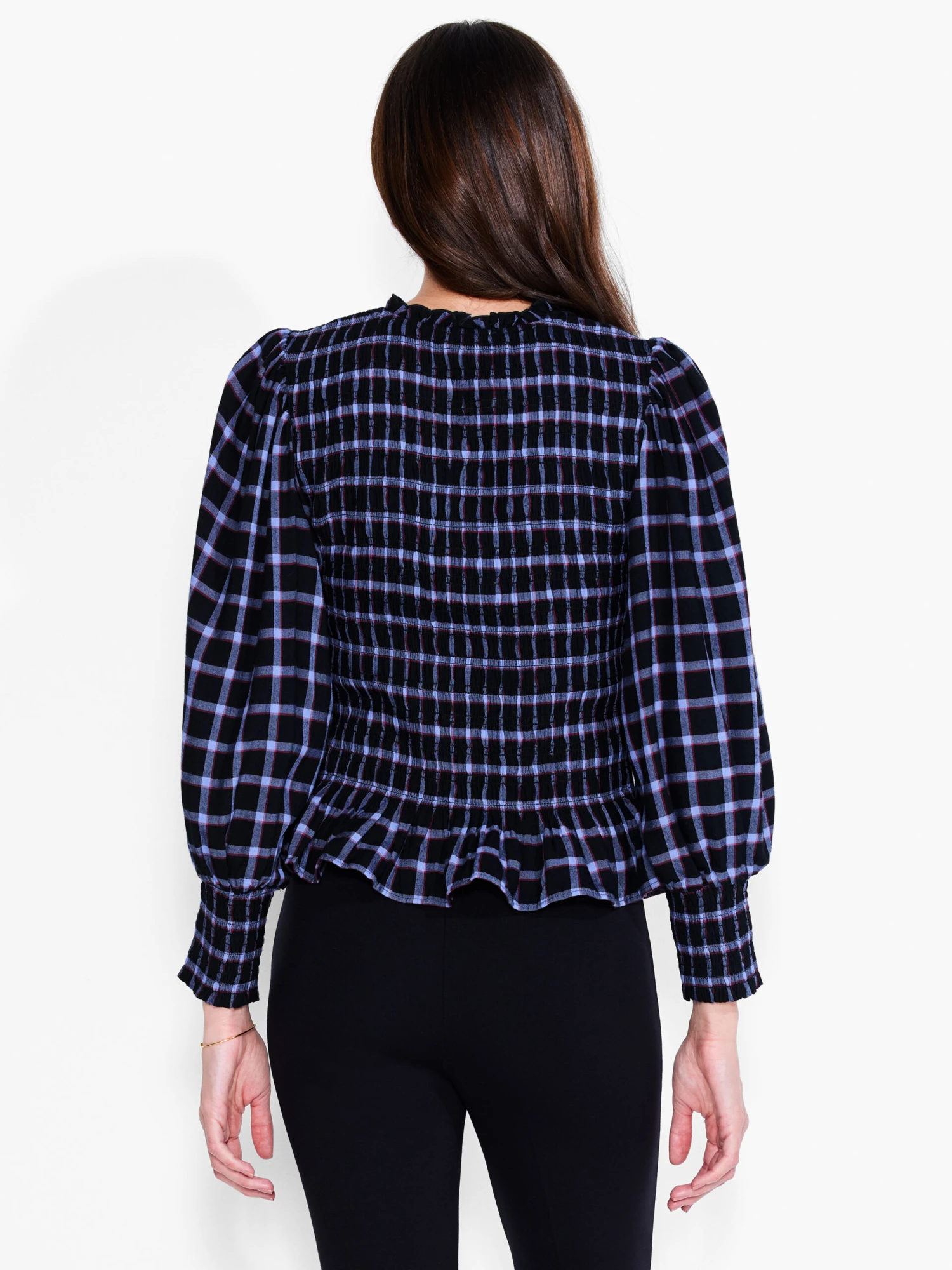 Twilight Plaid Smocked Top BLUE MULTI 5 Twilight Plaid Smocked Top BLUE MULTI - Image 3