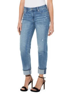 Liverpool - Marley Girlfriend Rolled Cuff LIGHT WASH