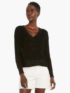 Textural V-Neck Summer Sweater