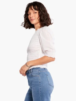 Cotton Lawn Smocked Top PAPER WHITE -Varley Shop M231600PWHPRODUCT 02