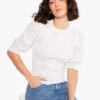 Cotton Lawn Smocked Top PAPER WHITE