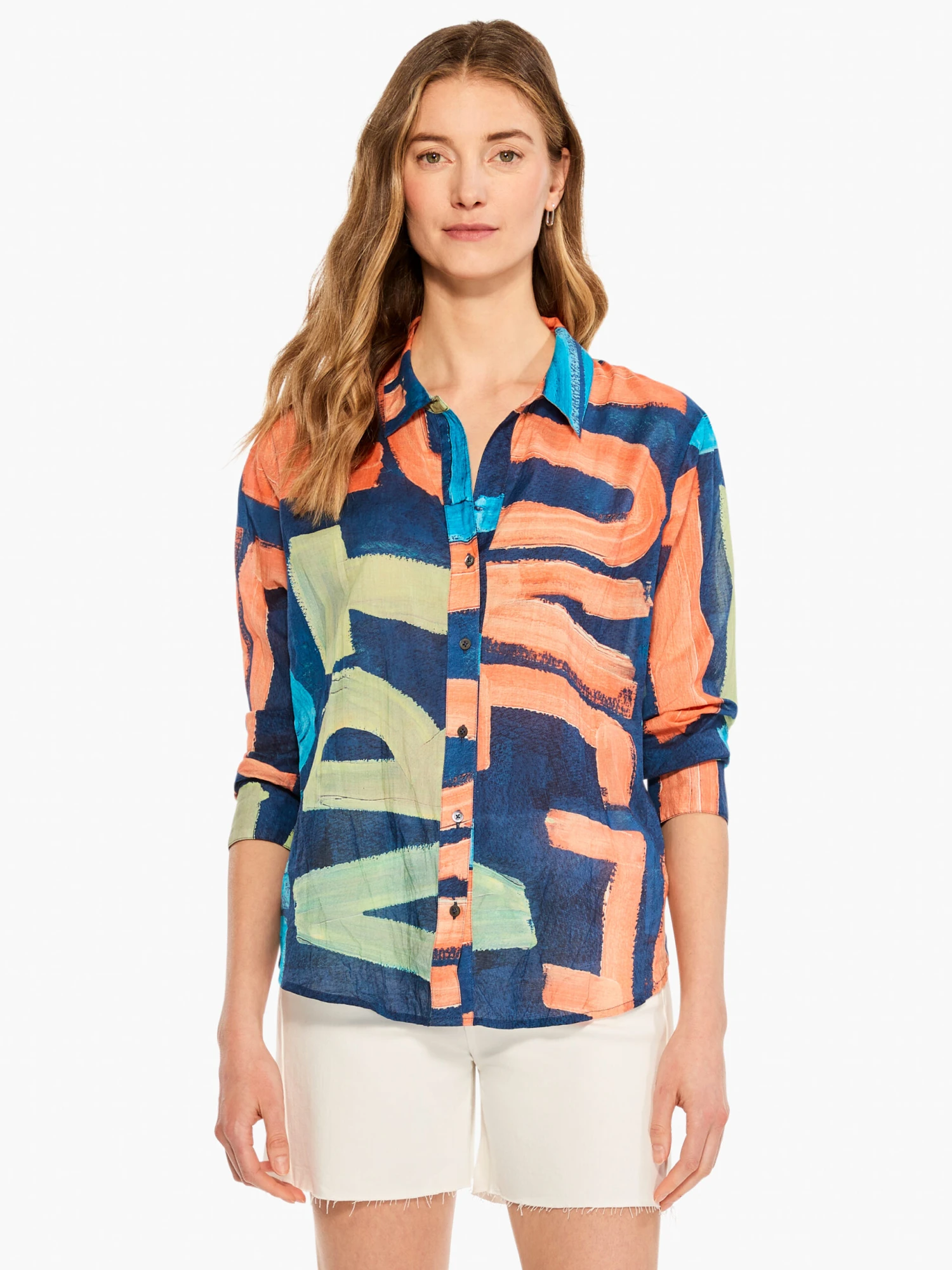 Love Art Joy Crinkle Shirt INDIGO MULTI 4 Love Art Joy Crinkle Shirt INDIGO MULTI - Image 2