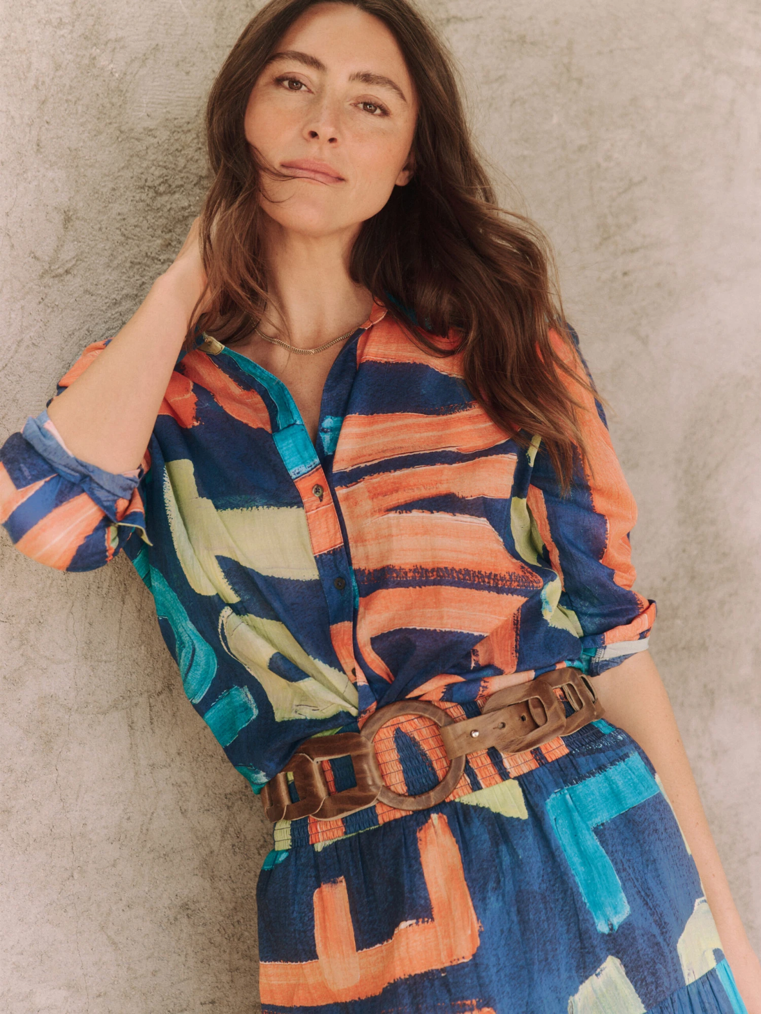 Love Art Joy Crinkle Shirt INDIGO MULTI 3 Love Art Joy Crinkle Shirt INDIGO MULTI