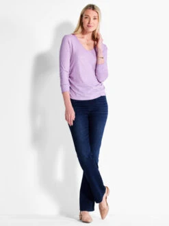 NZT Long Sleeve V-Neck Ruched Tee 9 NZT Long Sleeve V-Neck Ruched Tee -Varley Shop NZTF232062CLLPRODUCT 04