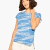 NZT Dotty Lines Short Sleeve Crew Assymetrical Tee BLUE MULTI -Varley Shop NZTM232024BLTPRODUCT 01