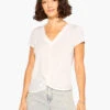 NZT Short Sleeve Knotted V Tee PAPER WHITE -Varley Shop NZTM232028PWHPRODUCT 01
