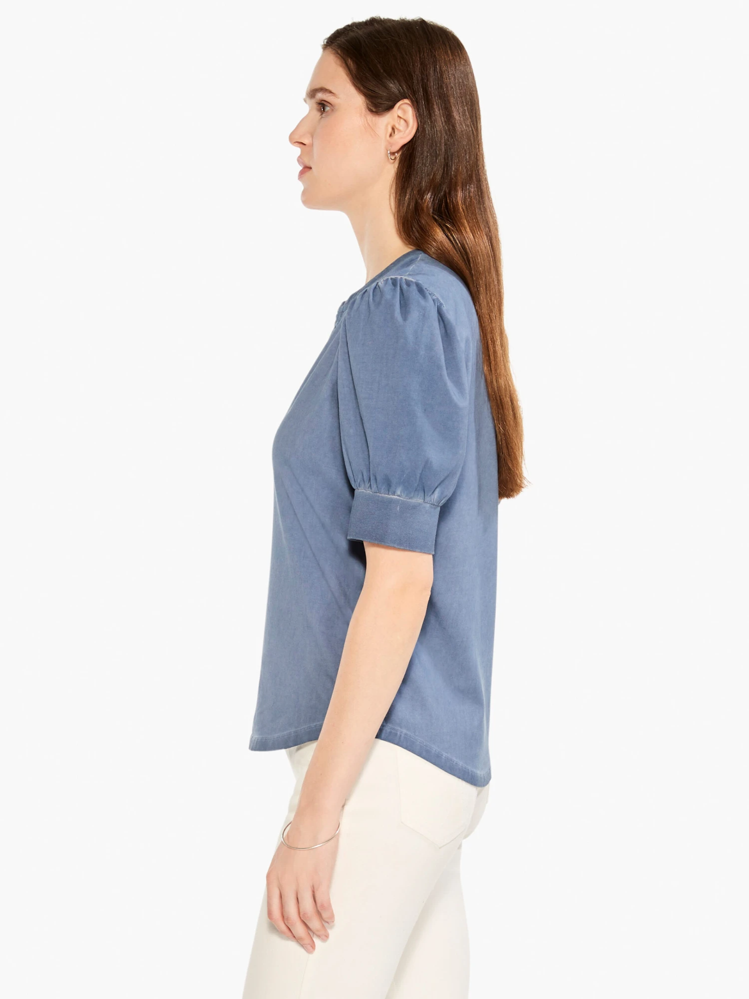 NZT Elbow Sleeve Split Neck Tee CHINA BLUE 4 NZT Elbow Sleeve Split Neck Tee CHINA BLUE - Image 2