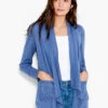 NZT Long Sleeve Drape Cardigan HARBOR BLUE -Varley Shop NZTS231005HBBPRODUCT 01