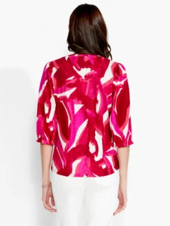 NZT Blooms 3/4 Sleeve Split Neck Tee PINK MULTI -Varley Shop NZTS231028PKMPRODUCT 03