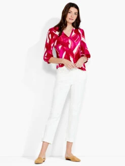 NZT Blooms 3/4 Sleeve Split Neck Tee PINK MULTI -Varley Shop NZTS231028PKMPRODUCT 04