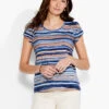 NZT Short Sleeve Scoop Wavy Stripe Tee BLUE MULTI -Varley Shop NZTS231038BLTPRODUCT 01