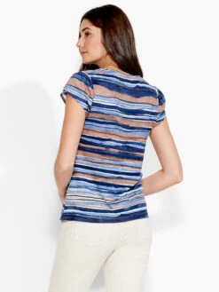 NZT Short Sleeve Scoop Wavy Stripe Tee BLUE MULTI -Varley Shop NZTS231038BLTPRODUCT 03