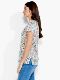 NZT Palm Short Sleeve V Tee ORANGE MULTI -Varley Shop NZTS231039ORMPRODUCT 02