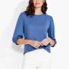 NZT Crew Neck 3/4 Pleated Sleeve Tee HARBOR BLUE 1 NZT Crew Neck 3/4 Pleated Sleeve Tee HARBOR BLUE -Varley Shop NZTS231088HBBPRODUCT 01