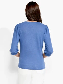 NZT Crew Neck 3/4 Pleated Sleeve Tee HARBOR BLUE -Varley Shop NZTS231088HBBPRODUCT 03