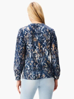 NZT Long Sleeve Watercolor Damask Henley Tee BLUE MULTI -Varley Shop NZTW232057BLTPRODUCT 03