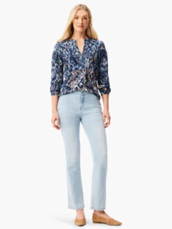 NZT Long Sleeve Watercolor Damask Henley Tee BLUE MULTI -Varley Shop NZTW232057BLTPRODUCT 04