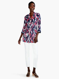 Wavy Mosaic Long Crinkle Shirt PINK MULTI -Varley Shop S231662PKMPRODUCT 04