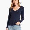 Perfect Knit Rib Long Sleeve V Neck DARK INDIGO 2 Perfect Knit Rib Long Sleeve V Neck DARK INDIGO -Varley Shop W231032DIDPRODUCT 01