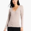 Perfect Knit Rib Long Sleeve V Neck MACAROON -Varley Shop W231032MCRPRODUCT 01