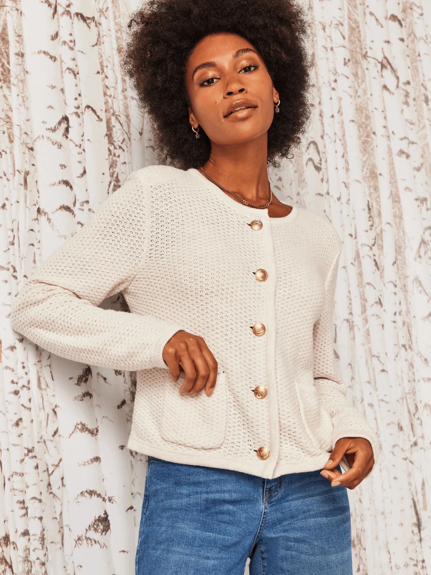 Gilded Texture Sweater Jacket CREAM 3 Gilded Texture Sweater Jacket CREAM