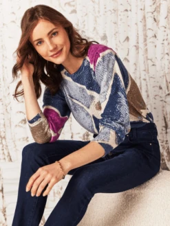 Printed Tiles Femme Sleeve Sweater BLUE MULTI -Varley Shop W231176BLMPRODUCT 04A